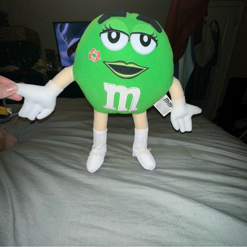 Vintage Mrs Green Embroidered M&M Plush Toy RARE KISS IMPRINT